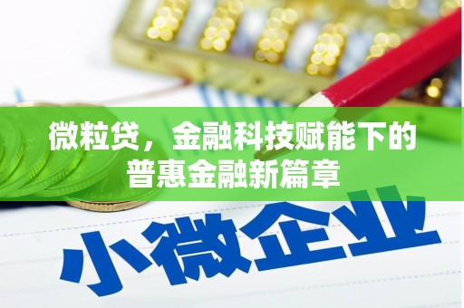 汇川微粒贷，金融科技赋能下的普惠金融新篇章