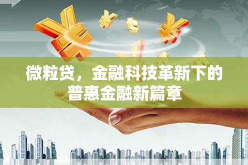 汇川微粒贷，金融科技革新下的普惠金融新篇章