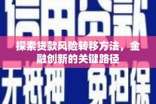 汇川探索贷款风险转移方法，金融创新的关键路径