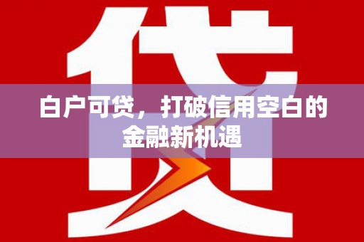 汇川白户可贷，打破信用空白的金融新机遇