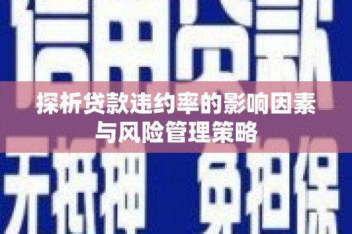 汇川探析贷款违约率的影响因素与风险管理策略
